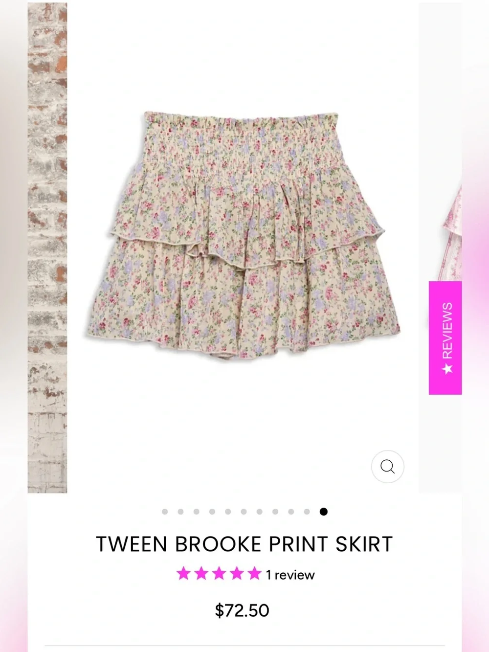 Pants Store Tiered Smocked Mini Skirt in Cream Floral. Medium NWOT